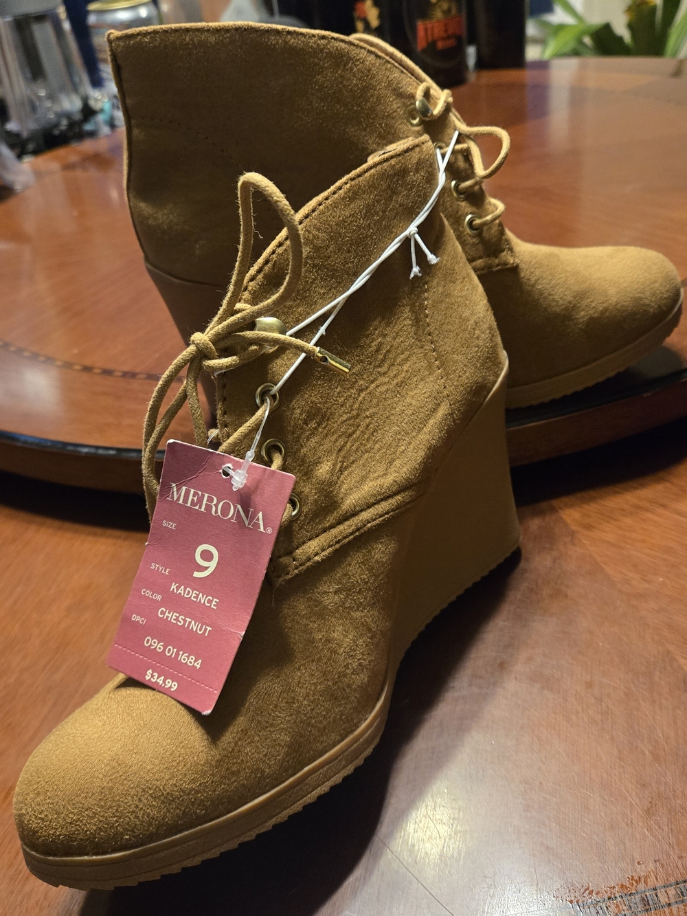 Merona Chestnut Suede Wedge Ankle Boot